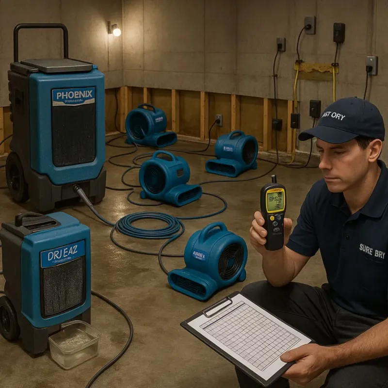 Structural Drying and Dehumidification process in Forney, TX